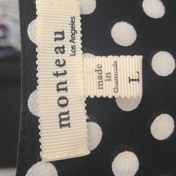 Monteau Black Polka Dot Wrap Dress size Large - Picture 6 of 6